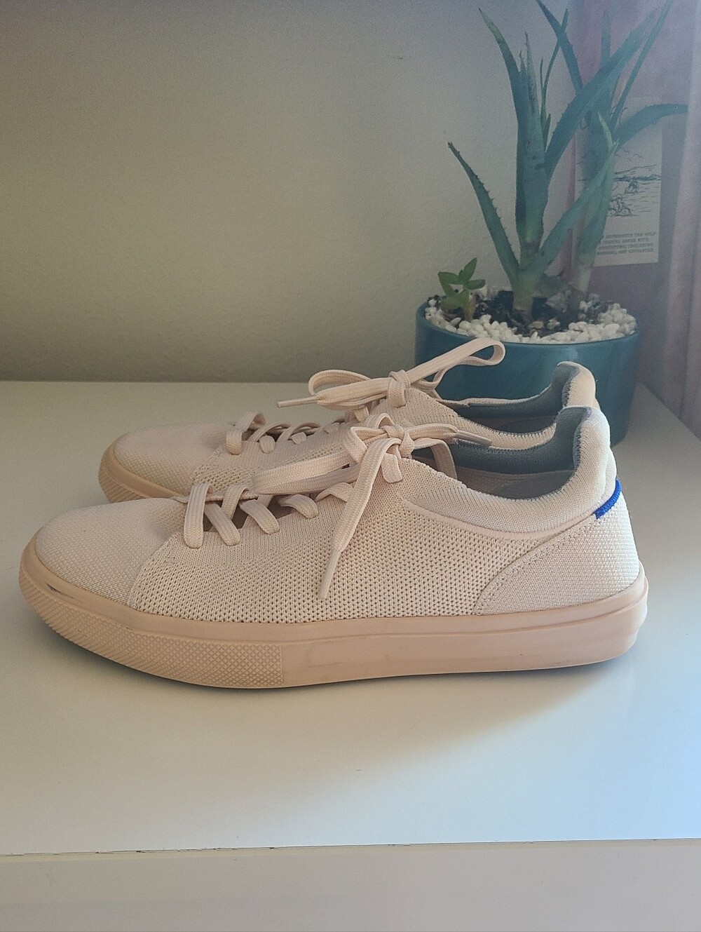 Rothy's RS02 lace-up blush pink knit Sneakers Mens 8 Womens 9.5